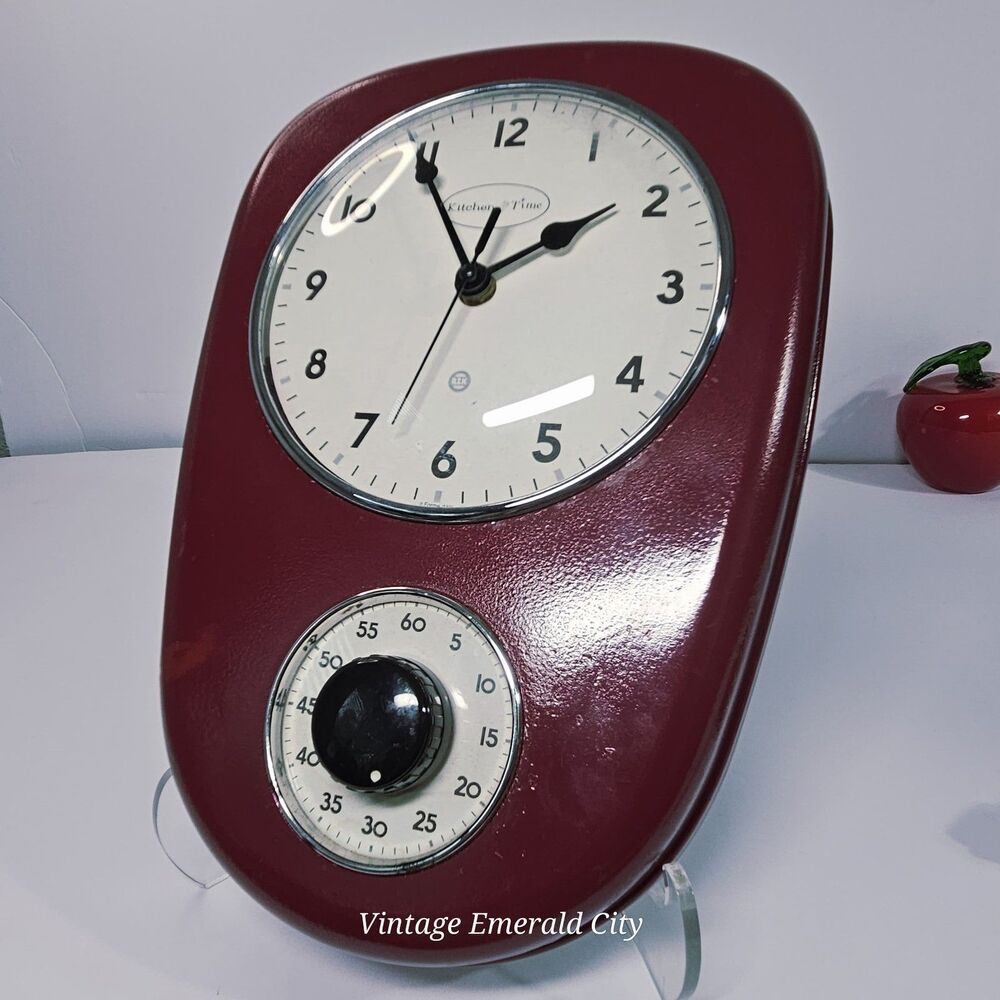 Vtg RZK Kitchen Red Wall Clock & Timer MCM- Needs New analog Clock/Timer Works - Picture 12 of 12